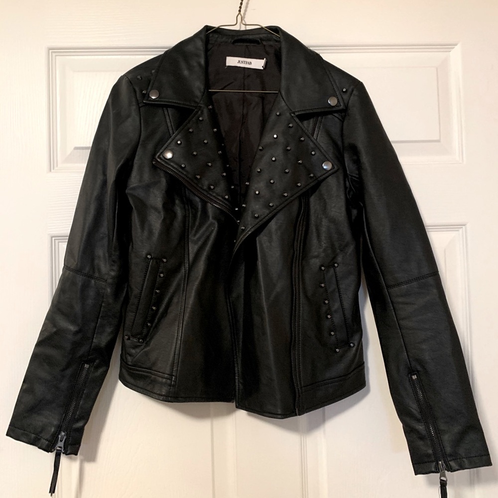 Studded Faux Leather Jacket